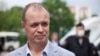 RUSSIA -- In this file photo taken on June 9, 2021 the lawyer and Team 29 head Ivan Pavlov speaks with media near the Moscow City Court, which is considering whether to brand jailed Kremlin critic Alexei Navalny's prominent anti-corruption organisation ex