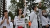 Belarus - Medical workers' chain of solidarity in Minsk, 12aug2020